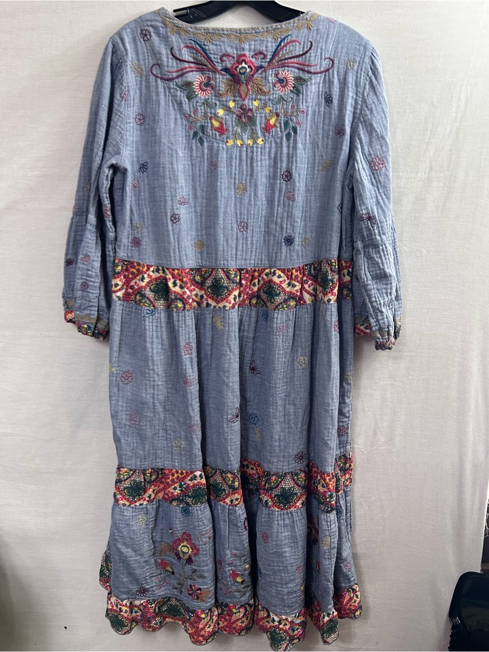 John Mark Tiered Embroidered V-Neck Dress - Picture 2 of 6